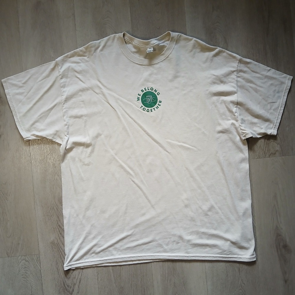 Jerzees Starbucks T-Shirt Mens 2XL Cream Graphic Print Short Sleeve Dri-Power